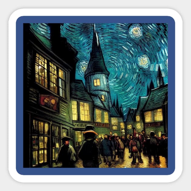 Starry Night in Diagon Alley Sticker by Grassroots Green